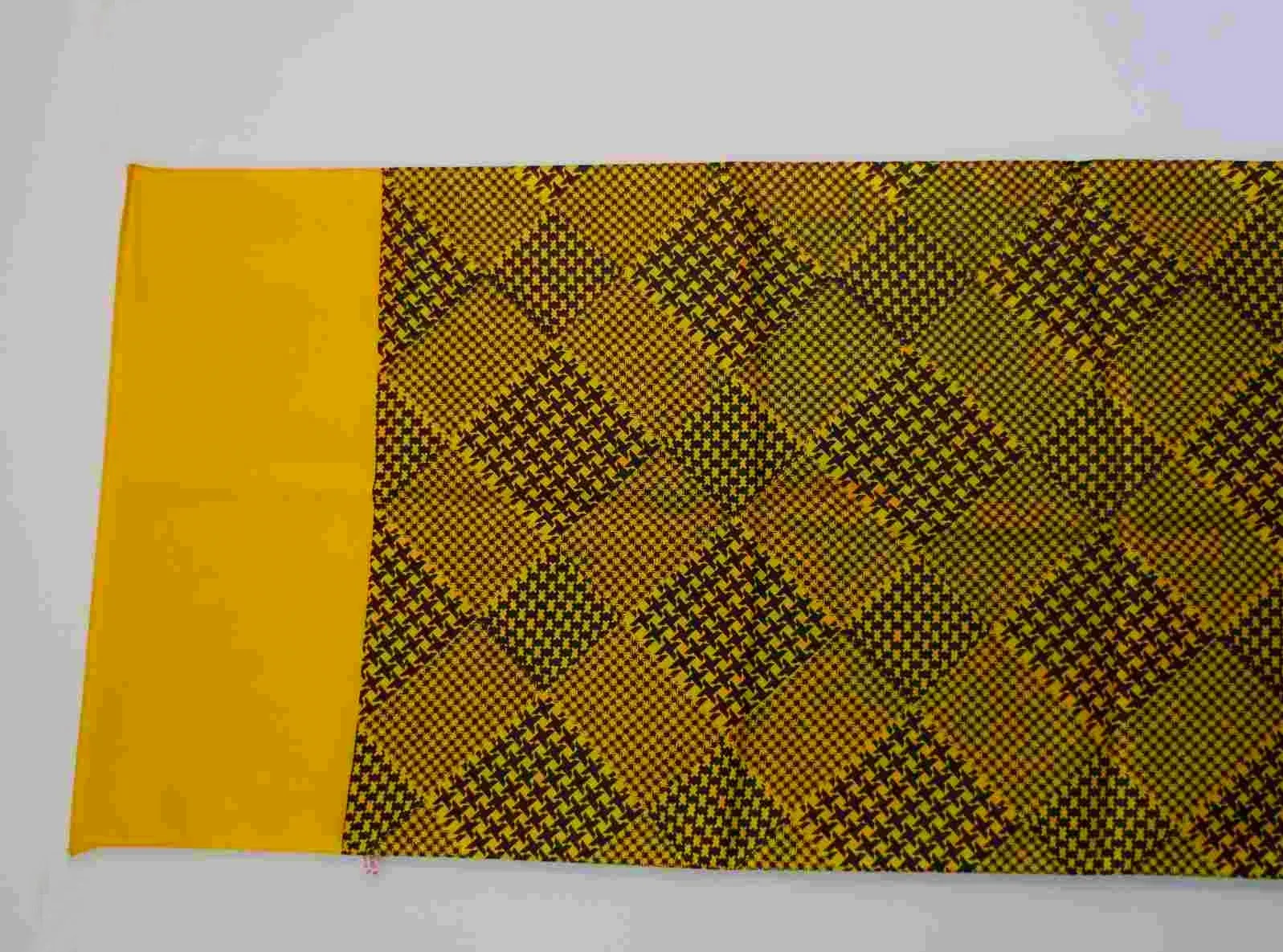 1960s Large Yellow and Black Vintage Houndstooth Scarf