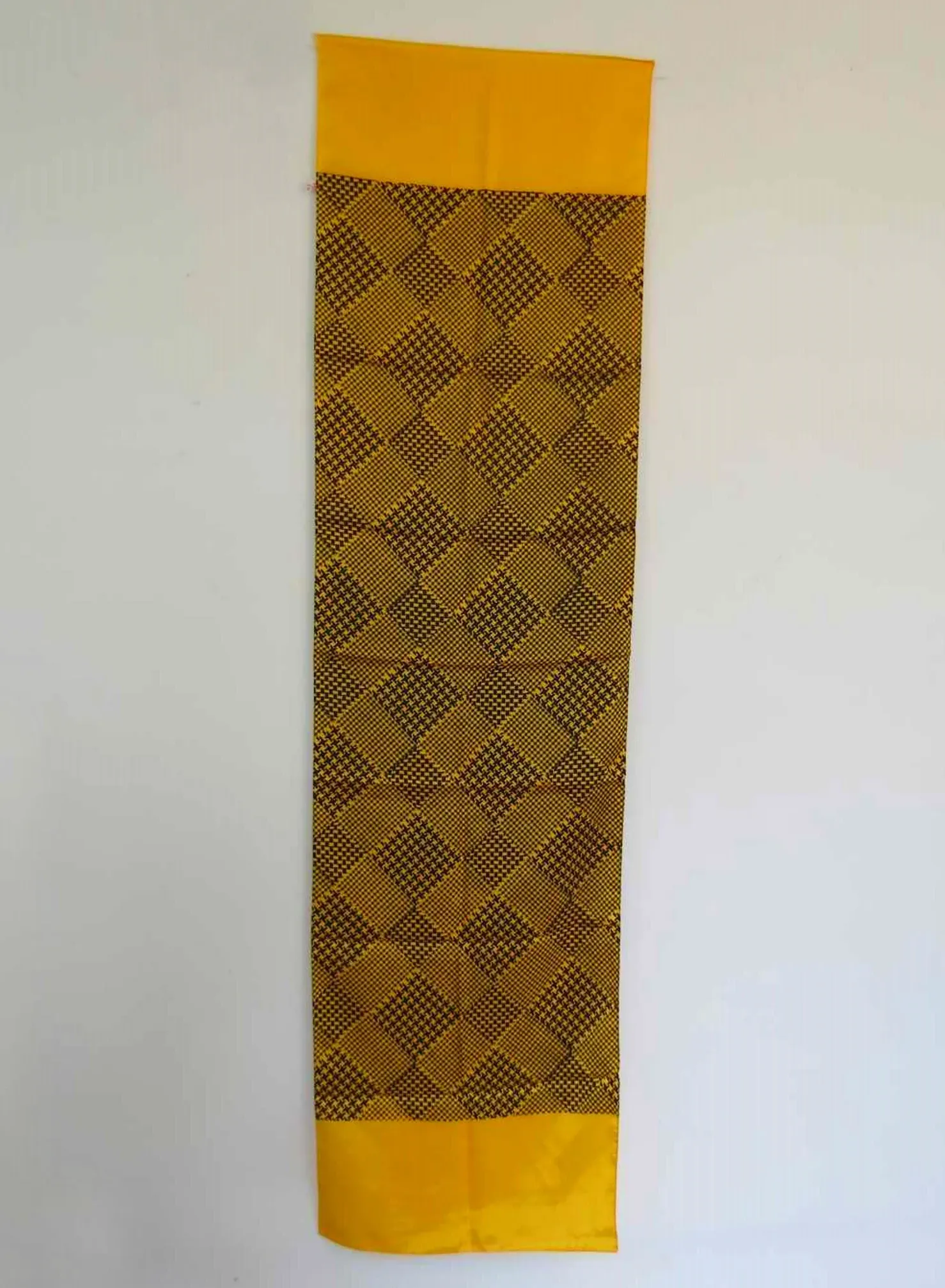 1960s Large Yellow and Black Vintage Houndstooth Scarf