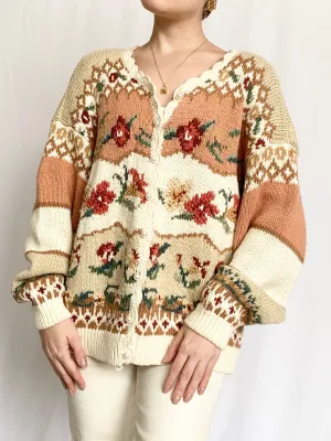 1980s Royal Cottage Cardigan Sweater (M)