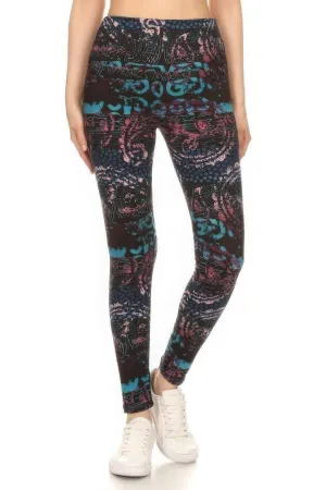 5-Inch High-Waisted Mixed Pattern Yoga Leggings