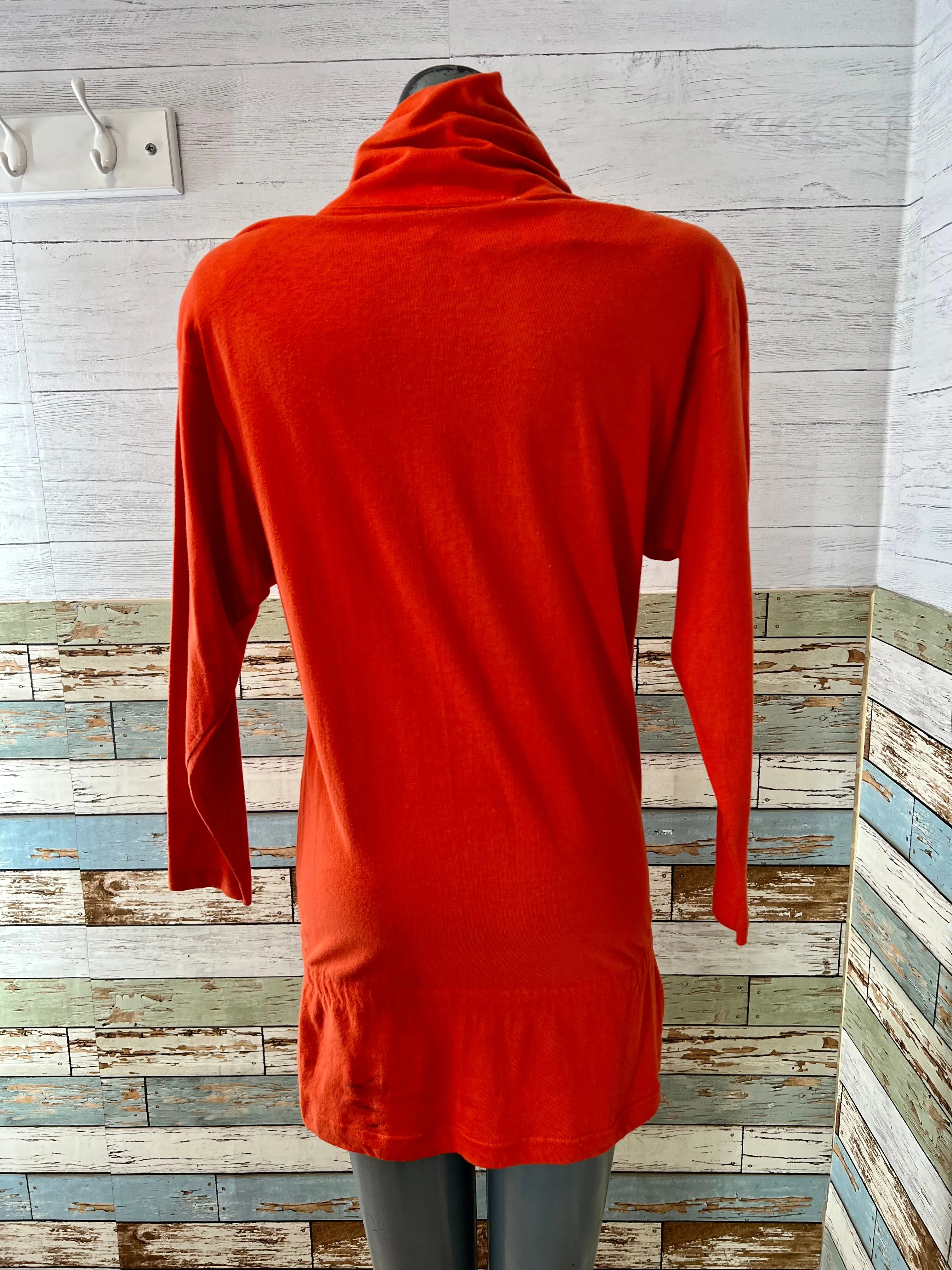 90’s Orange Long Turtle Neck With Cinch Strap Sweater by Croquet Club