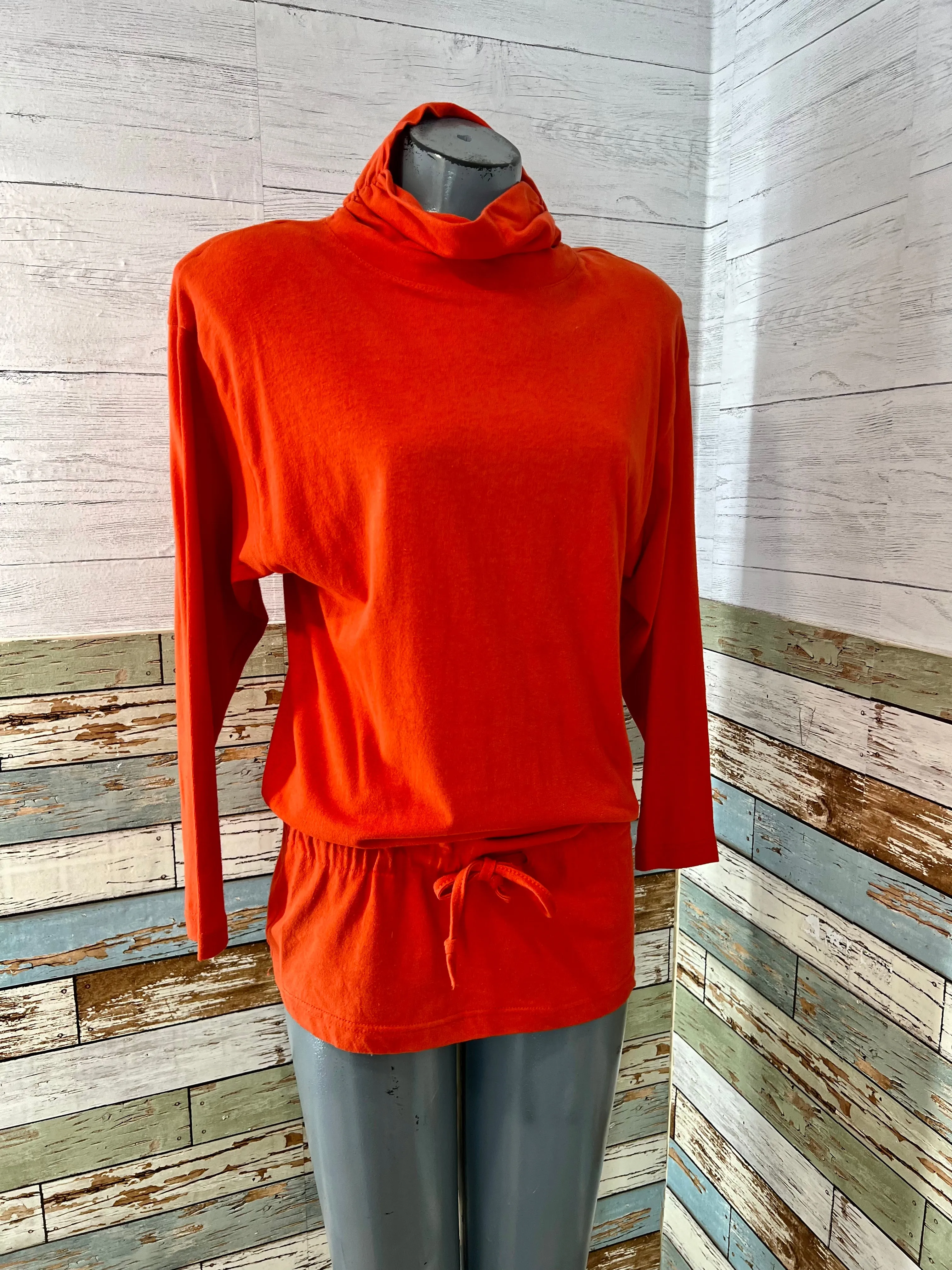 90’s Orange Long Turtle Neck With Cinch Strap Sweater by Croquet Club