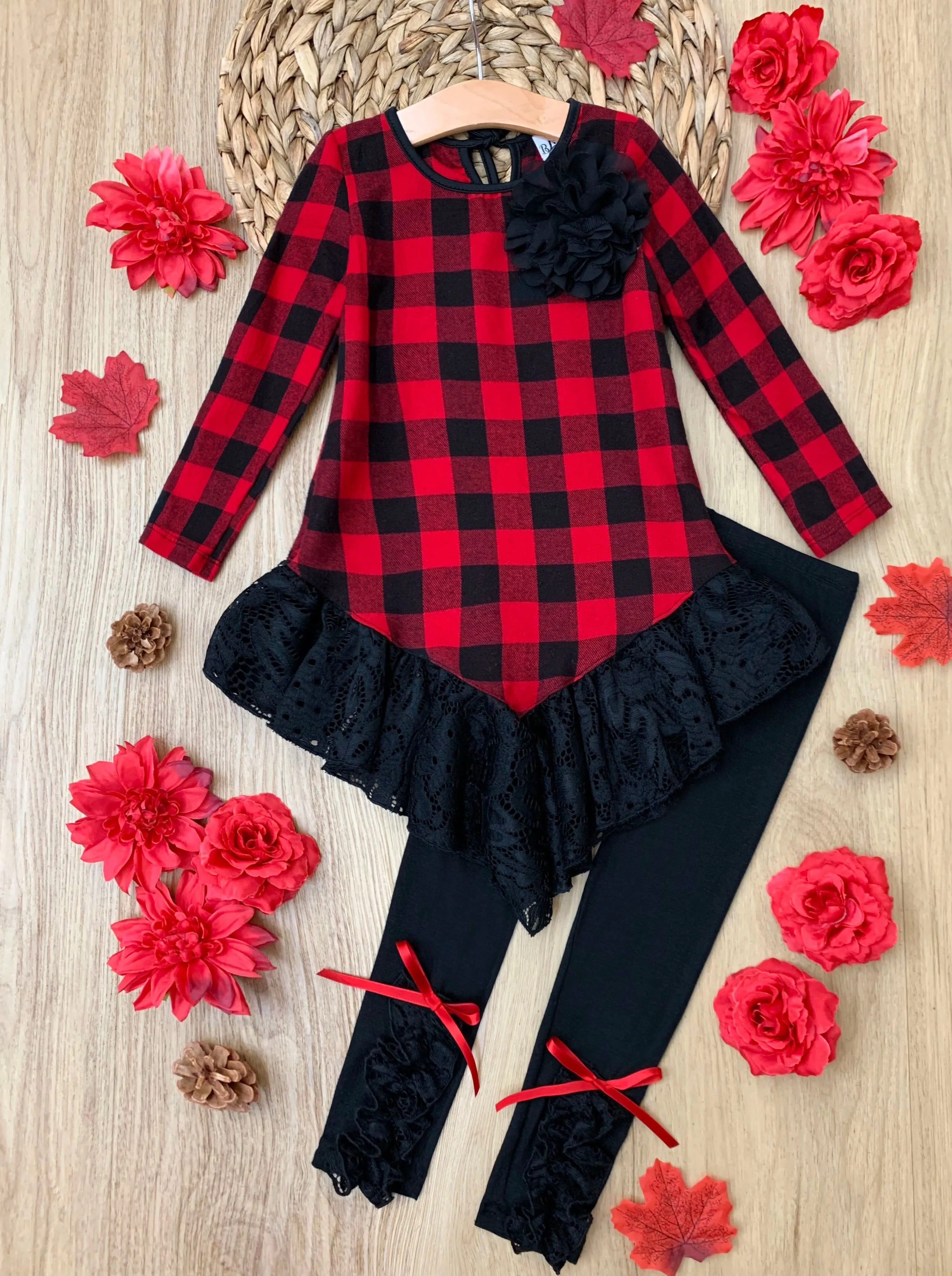 A Touch Of Plaid-Titude Buffalo Plaid Tunic and Legging Set