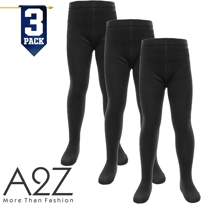 A2Z 4 Kids Girls Cotton Rich Uniform School Tights Pack Of 3 Warm Soft and Durable Girls Tights for Comfortable Schoolwear Age 2-13 Years