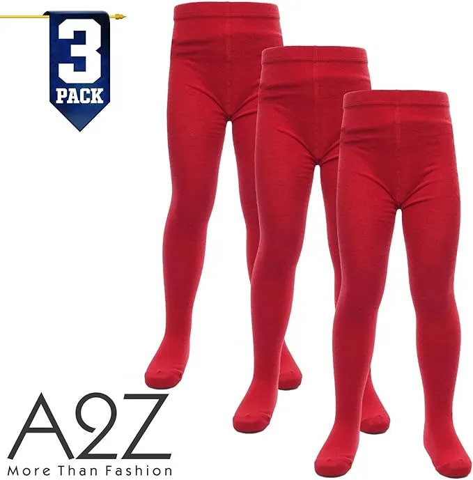 A2Z 4 Kids Girls Cotton Rich Uniform School Tights Pack Of 3 Warm Soft and Durable Girls Tights for Comfortable Schoolwear Age 2-13 Years