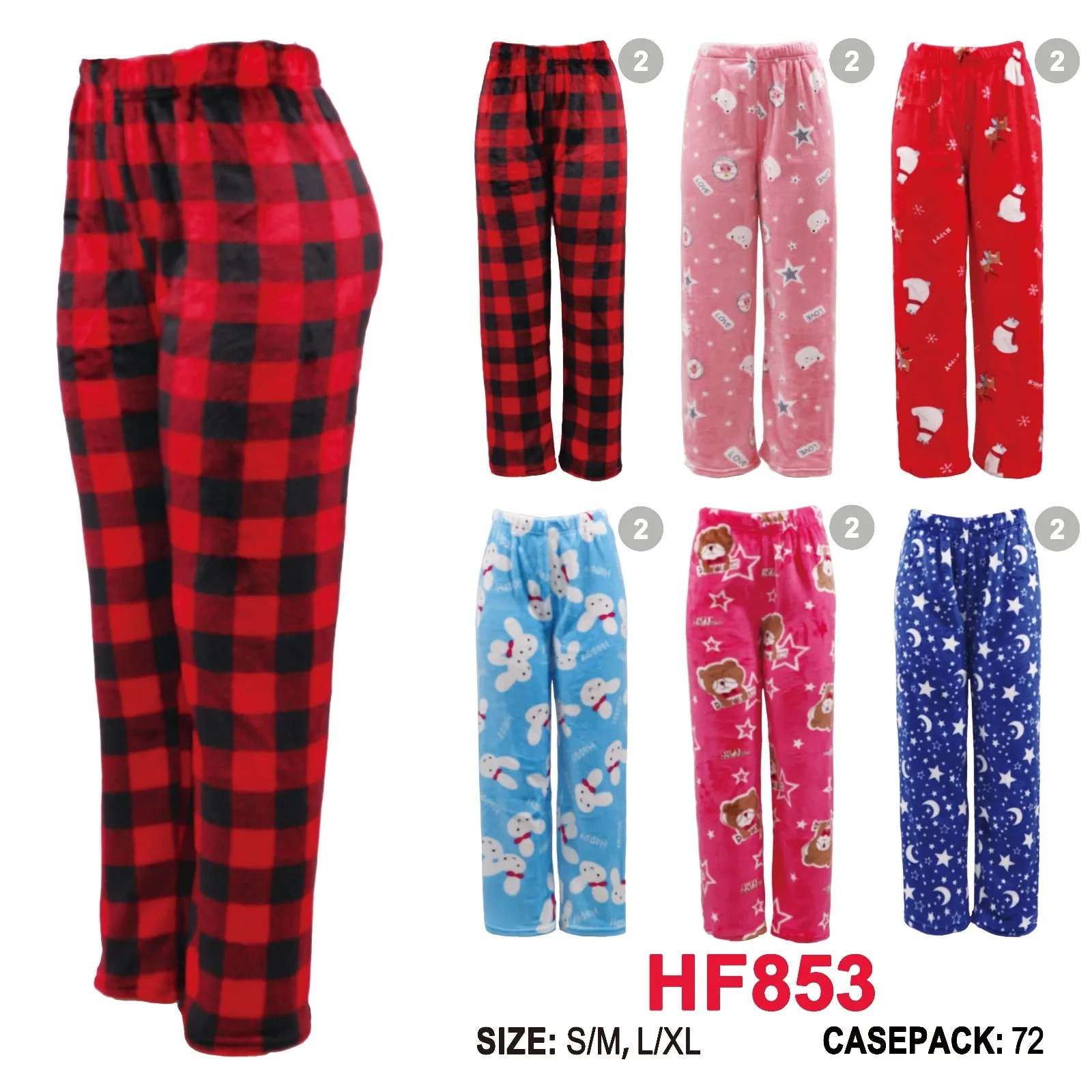 Adult Cute Warm & Fuzzy Pajama Bottoms Pants Wholesale HF853