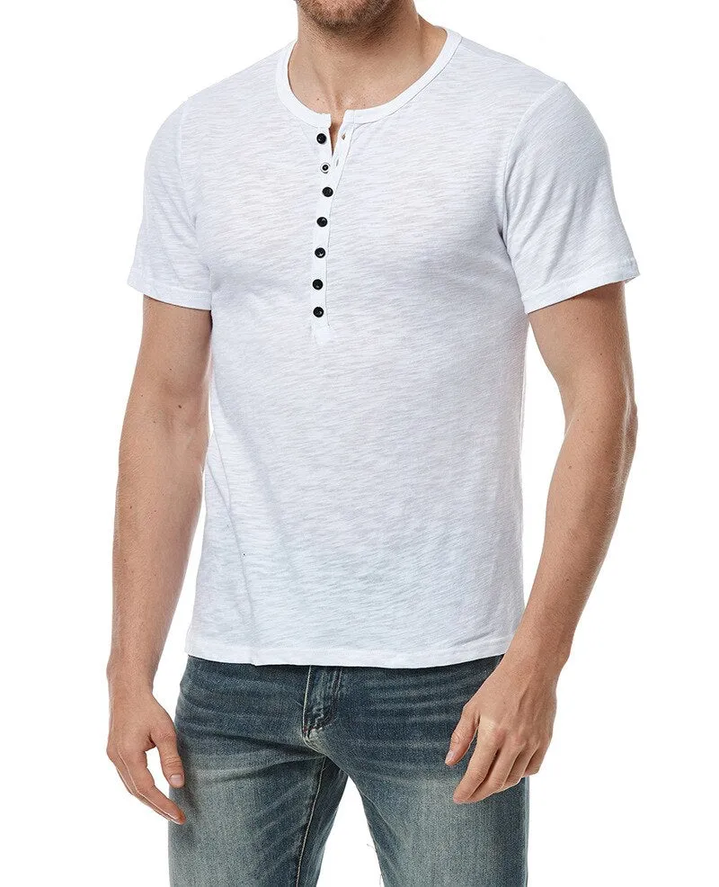 Advbridge Ultra Soft Bamboo Cotton T-Shirt Men Lightweight Cooling Short Sleeve Henley T Shirt Men Fashion Daily Work Casual Tops Tees XXL