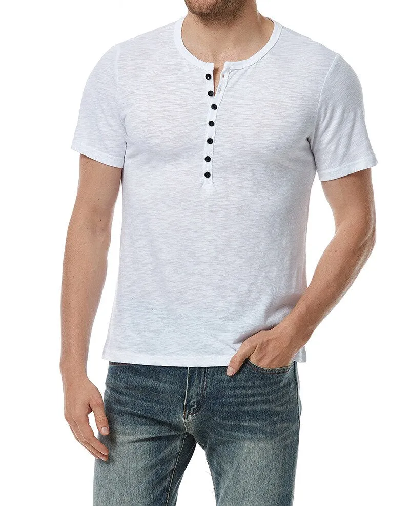 Advbridge Ultra Soft Bamboo Cotton T-Shirt Men Lightweight Cooling Short Sleeve Henley T Shirt Men Fashion Daily Work Casual Tops Tees XXL