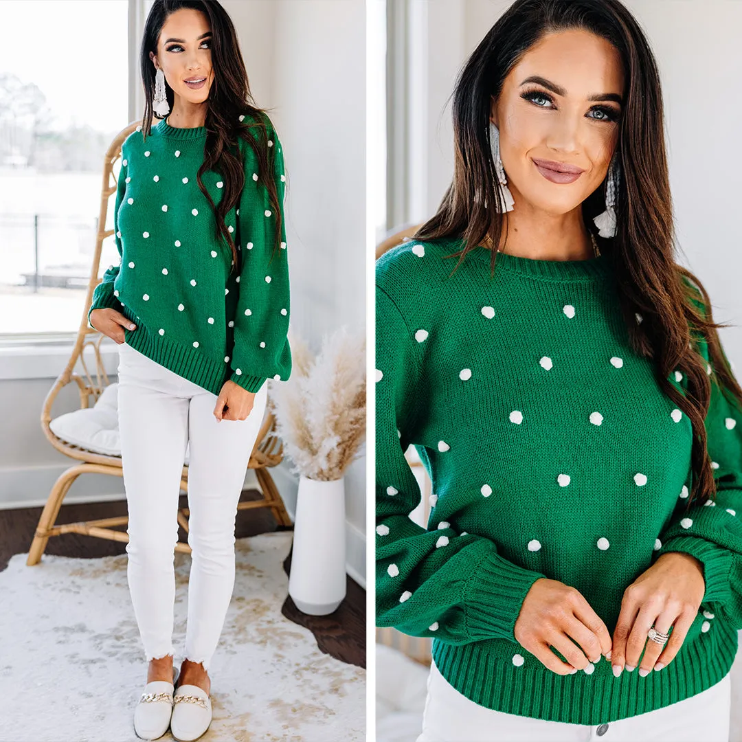 All That You Need Kelly Green Pompom Sweater