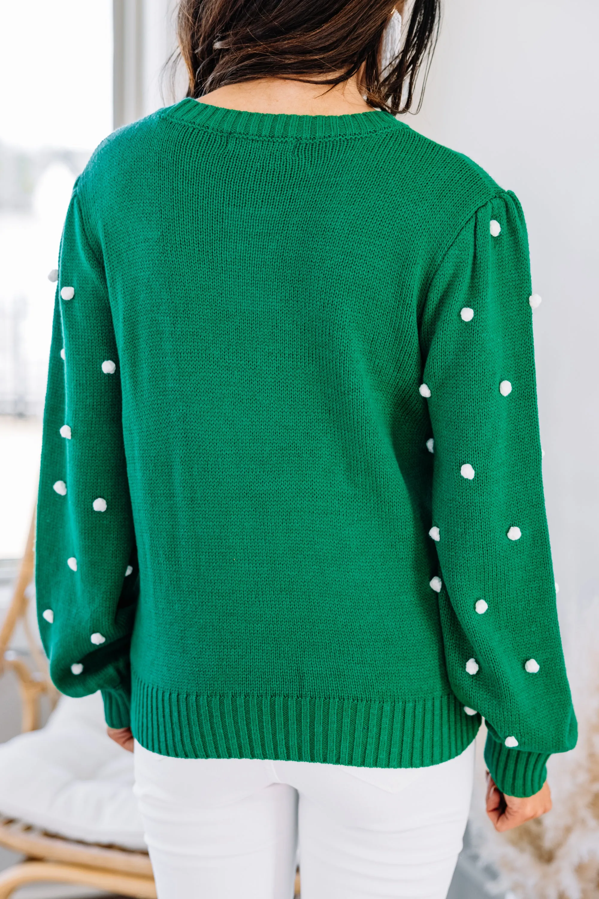 All That You Need Kelly Green Pompom Sweater