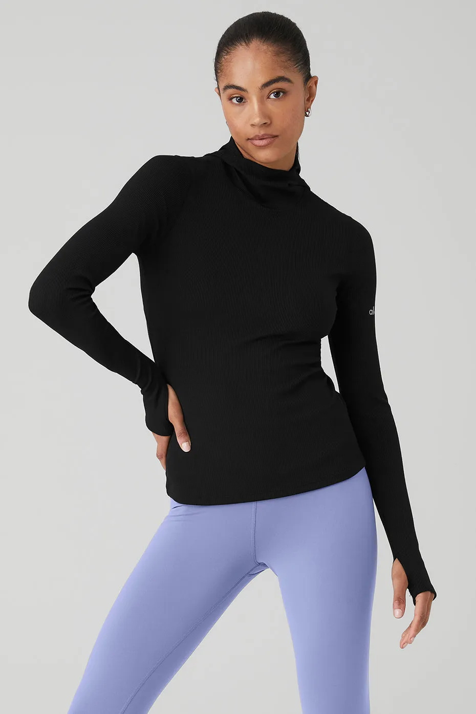 Alosoft Ribbed Frontrunner Long Sleeve - Black