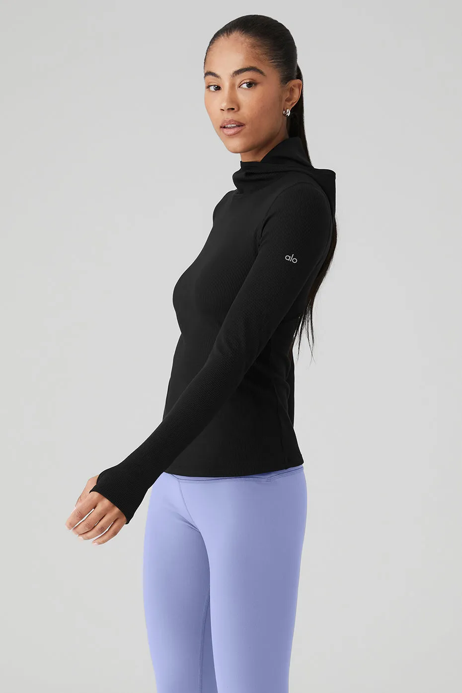 Alosoft Ribbed Frontrunner Long Sleeve - Black