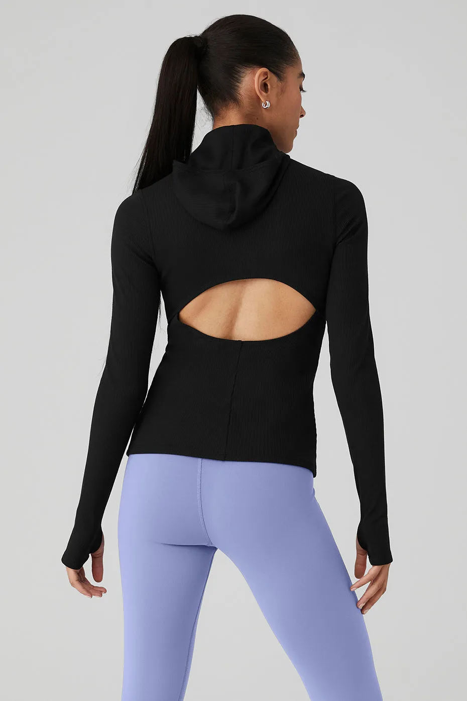 Alosoft Ribbed Frontrunner Long Sleeve - Black