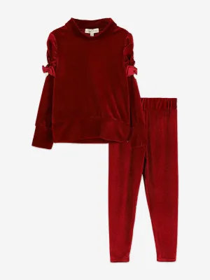 Angels Face Girls Finella Velveteen Leggings Set in Red