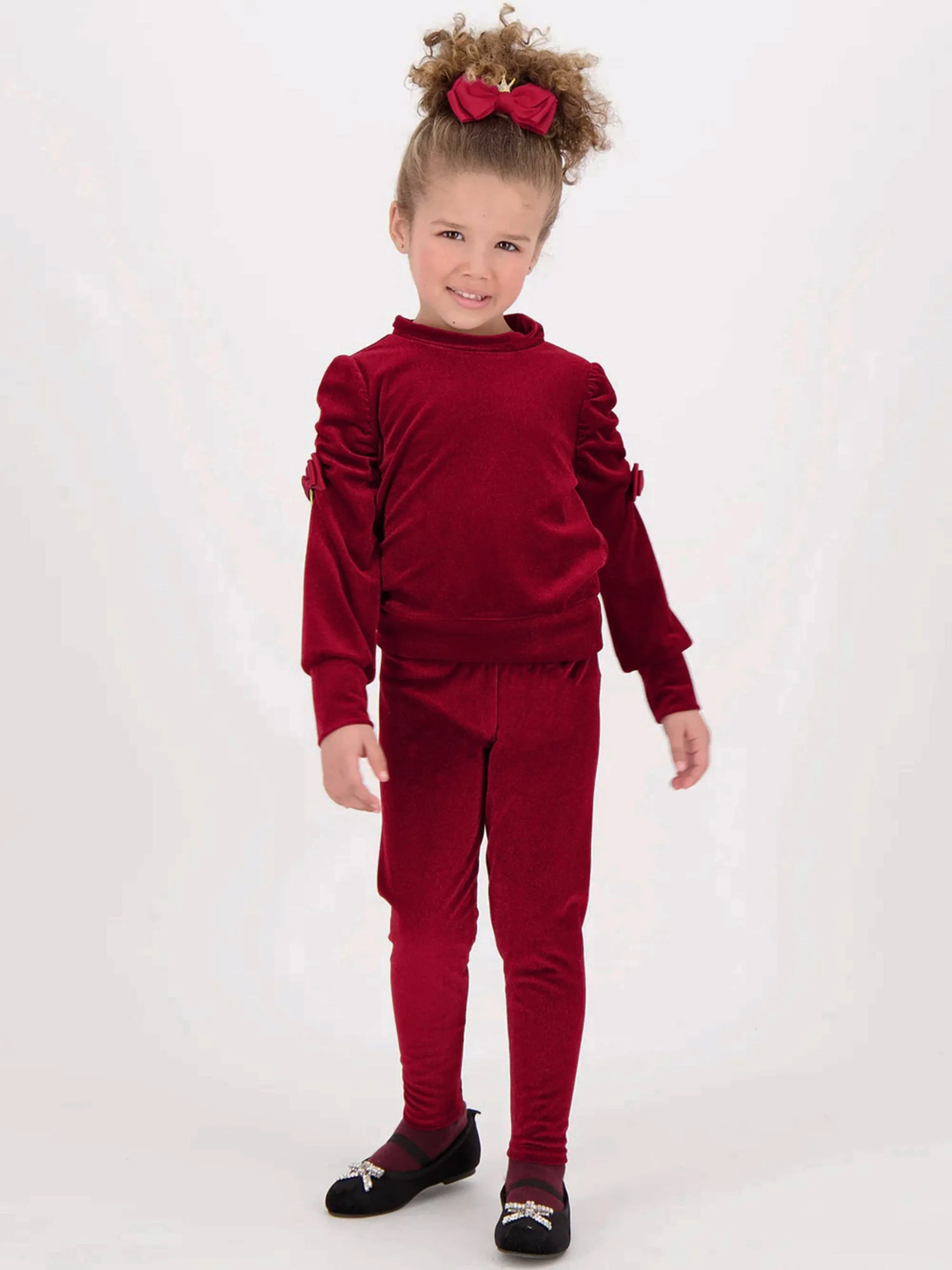 Angels Face Girls Finella Velveteen Leggings Set in Red