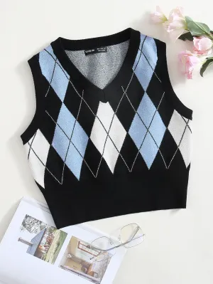 Argyle Pattern Sweater Vest