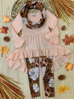 Autumn Blossom Tunic, Scarf and Legging Set