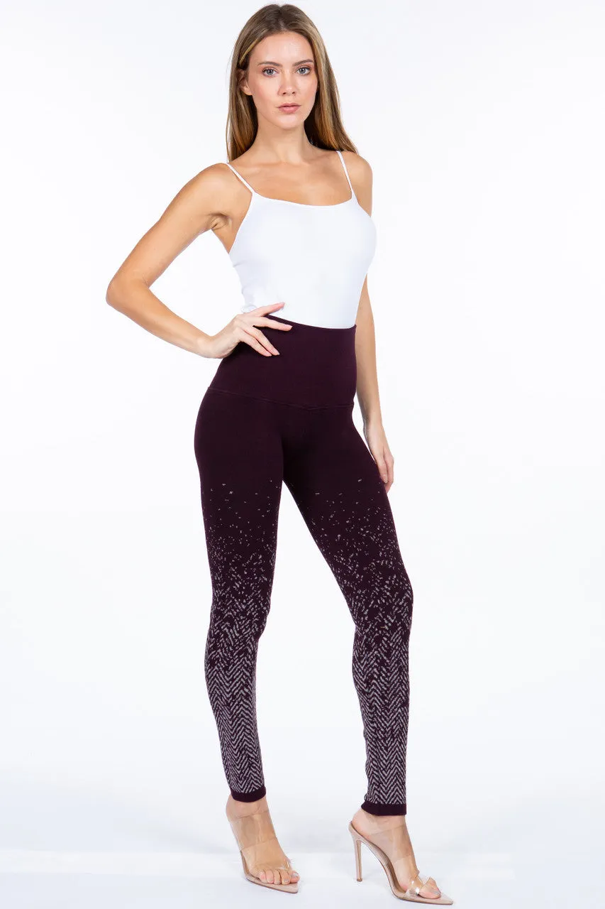 B4129 Fig Chevron Ombre Jacquard Sweater Legging