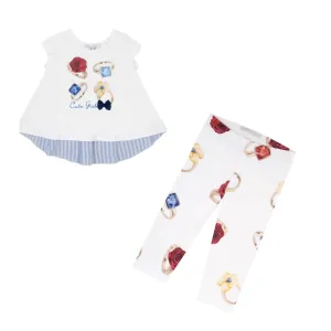 BALLOON CHIC - Cute Girls Leggings Set - White