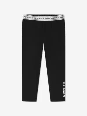 Balmain Baby Girls Logo Leggings in Black