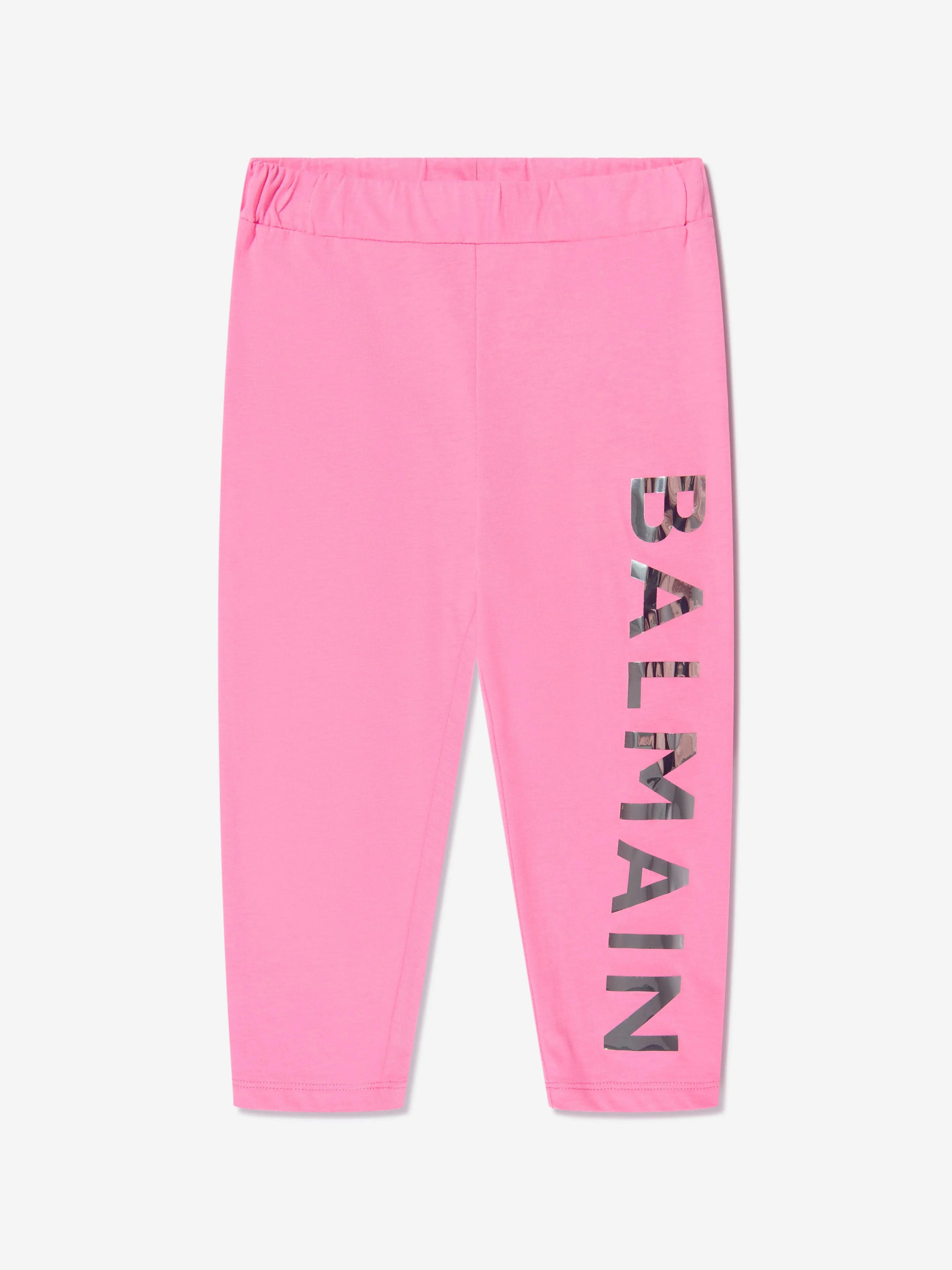 Balmain Girls Logo Print Leggings in Pink