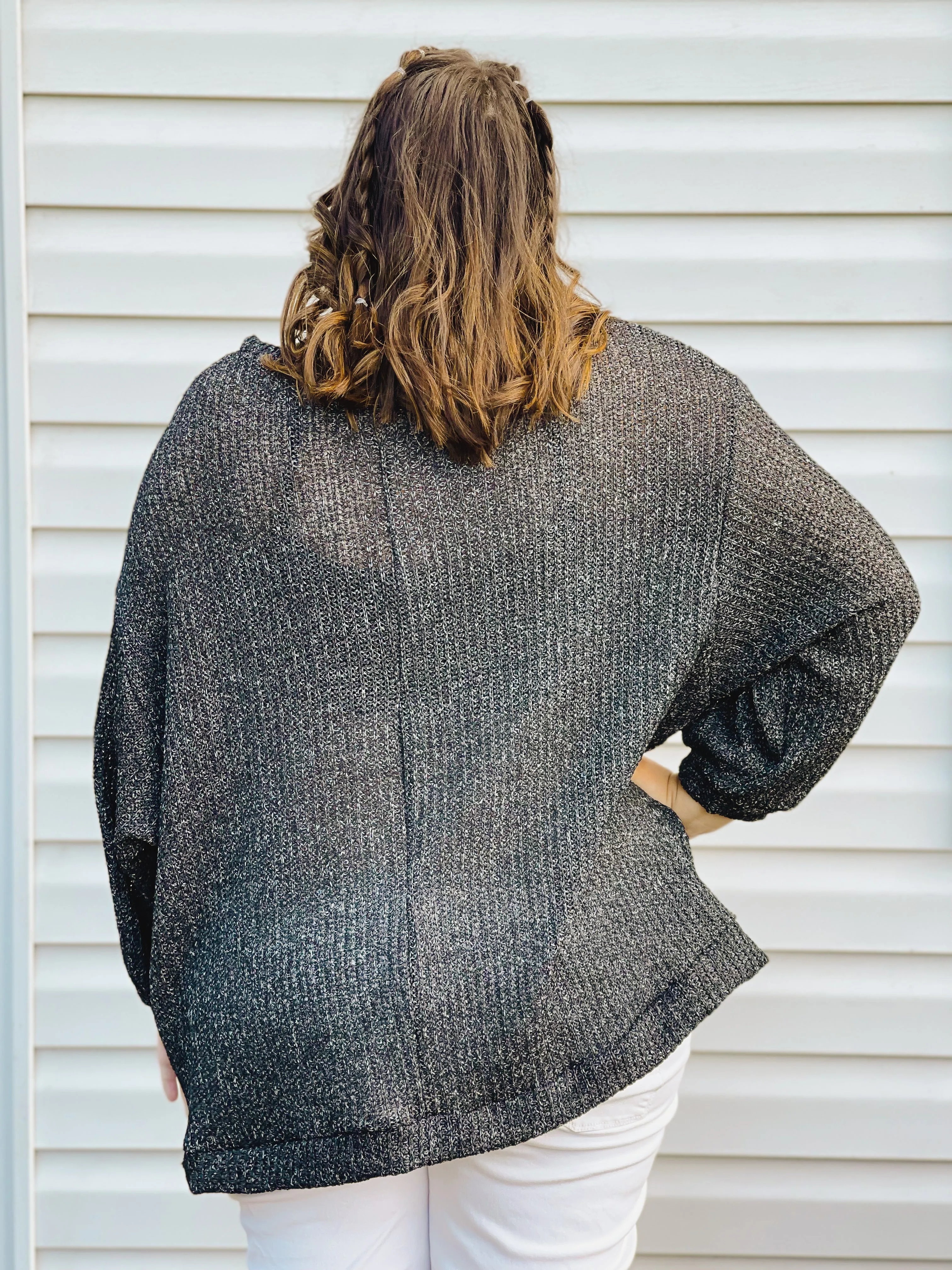 Better Together Charcoal Bubble-Sleeve Sweater