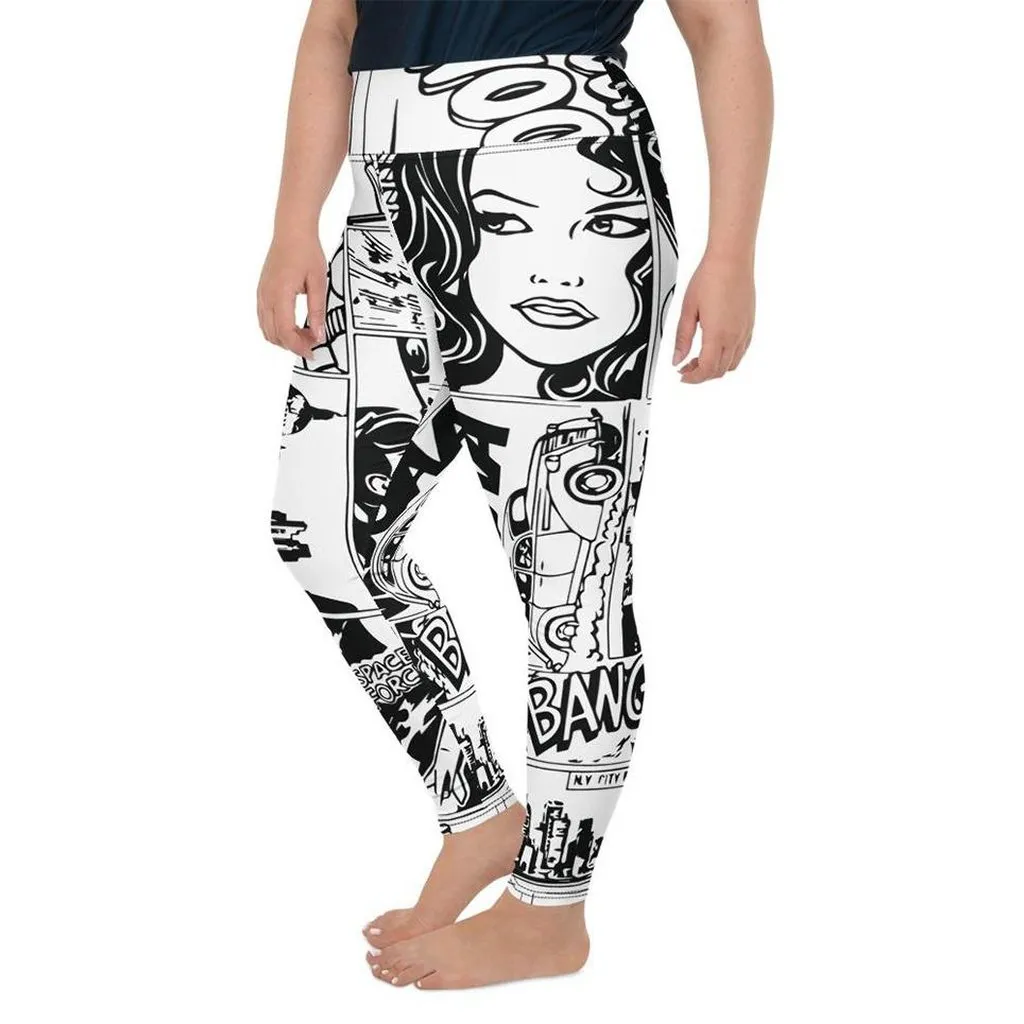 Black & White Comic Book Plus Size Leggings