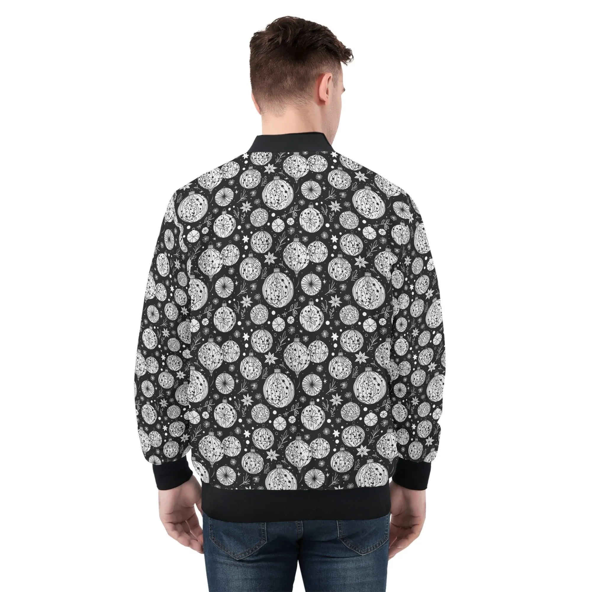 Black and White Ornament Unisex Zip Up Track Jacket