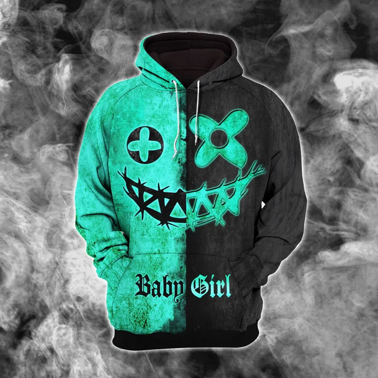 Black Green Face X Combo Hoodie and Leggings