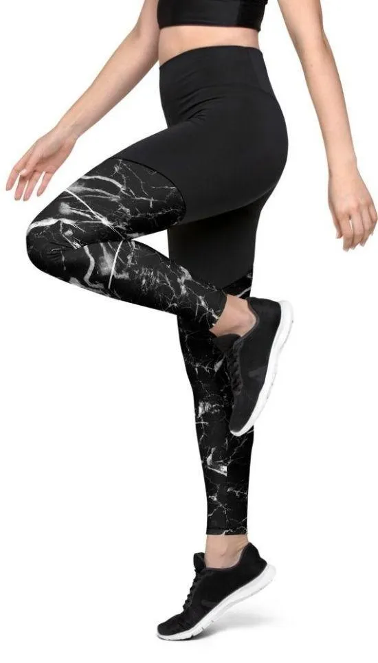 Black Marble Compression Leggings