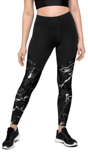 Black Marble Compression Leggings