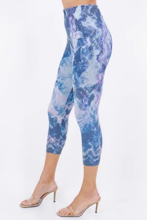 Blissful Blue Capri/Short High Waist Crop Leggings Zig-Zag by M.Rena