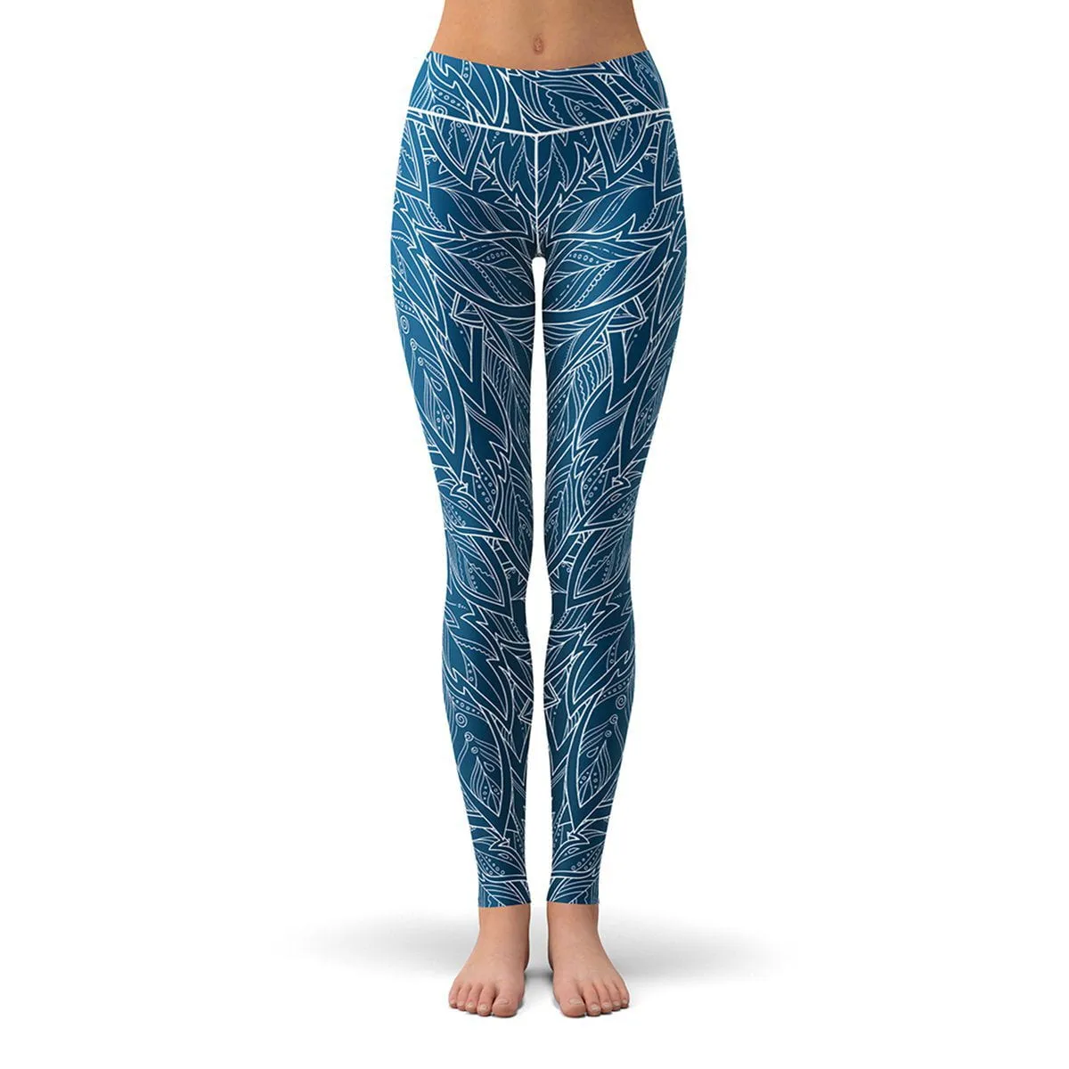 Blue Feather Leggings