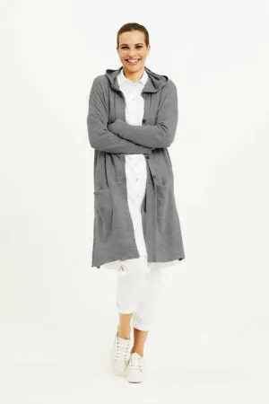 Blusbar Loose Hooded Cardigan Steel