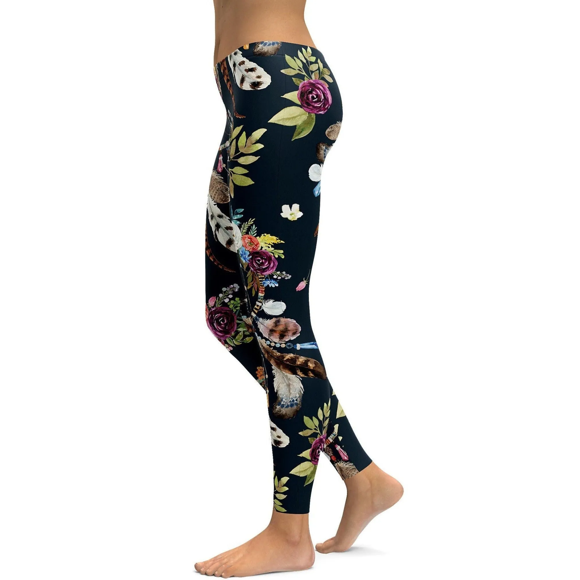 Boho Dreamcatcher and Flowers Leggings