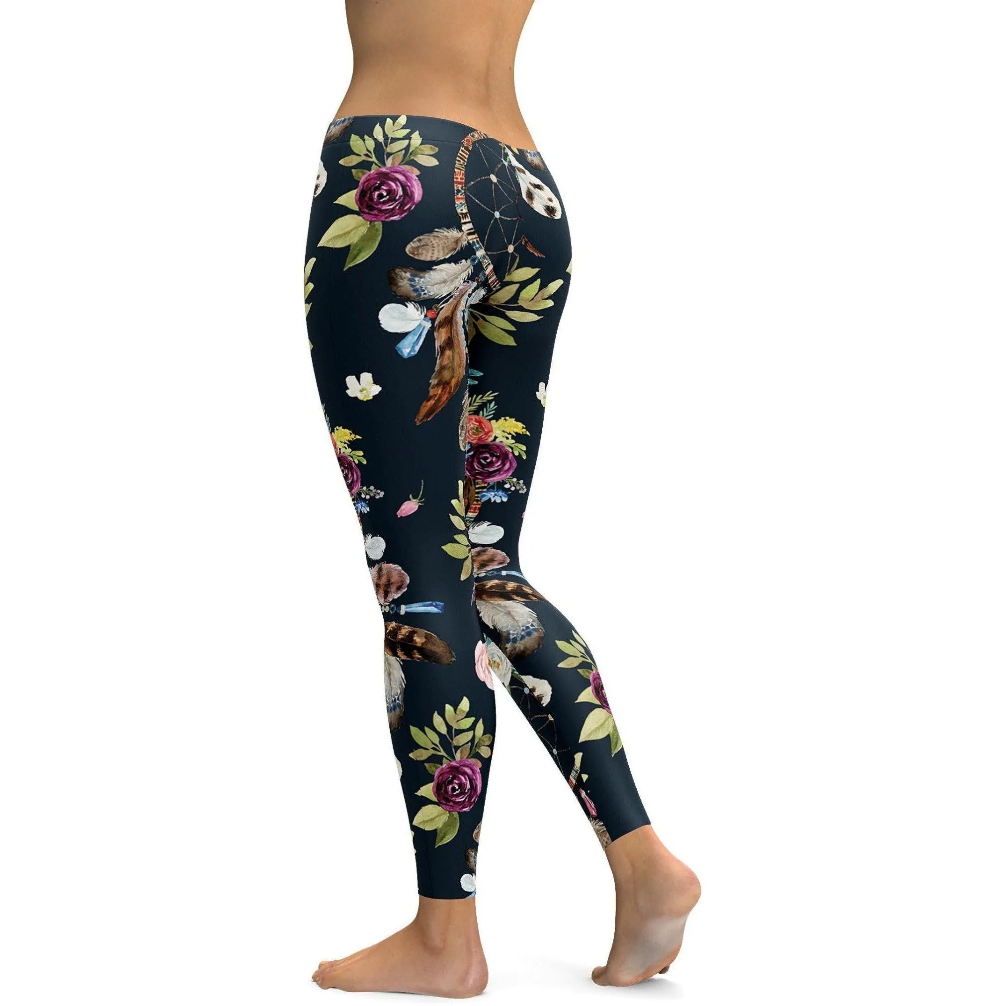 Boho Dreamcatcher and Flowers Leggings