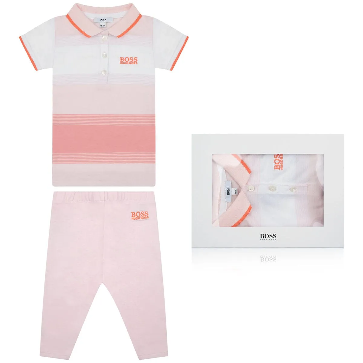 BOSS Baby Girls Striped Polo Dress & Leggings Set