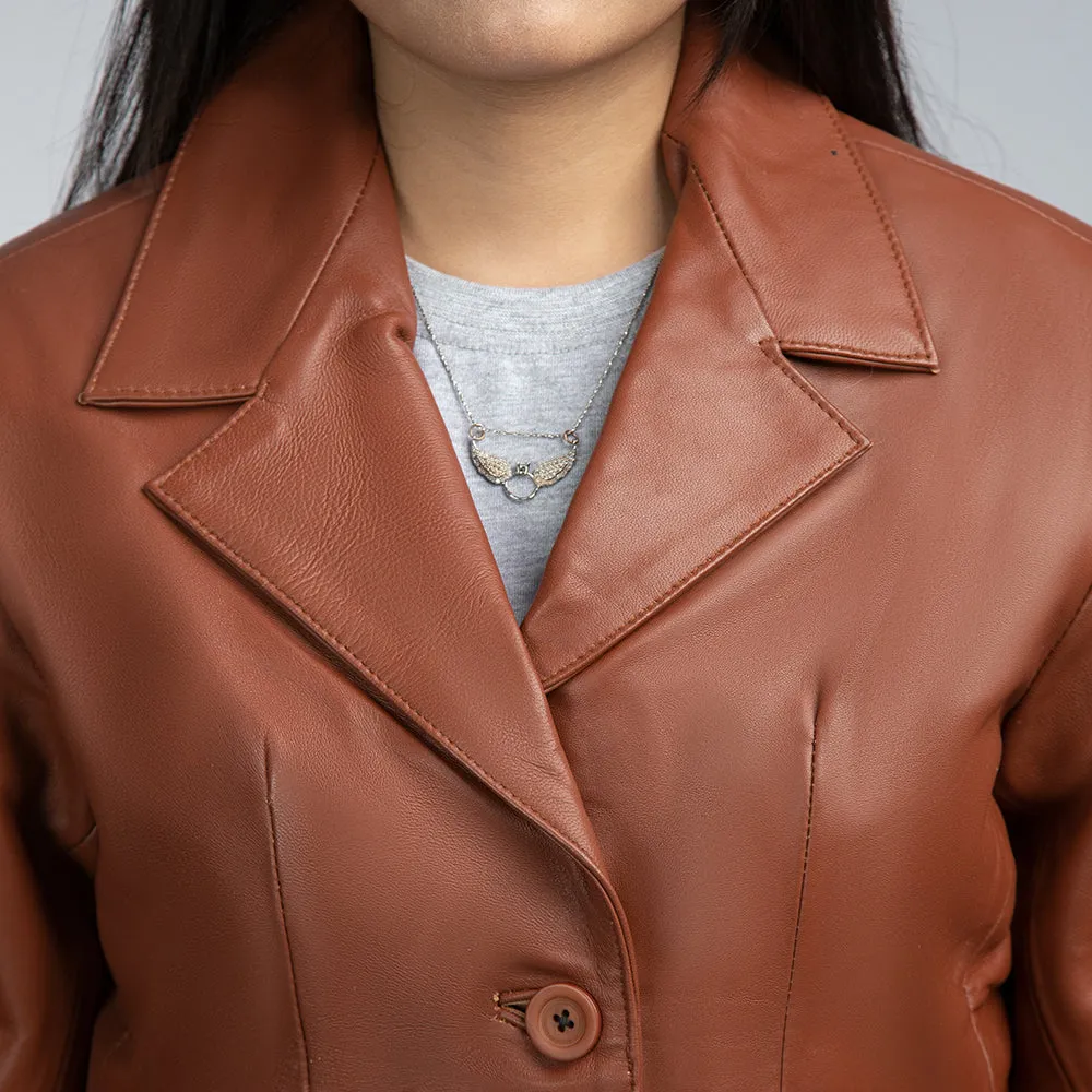 Brown Leather Blazer Women