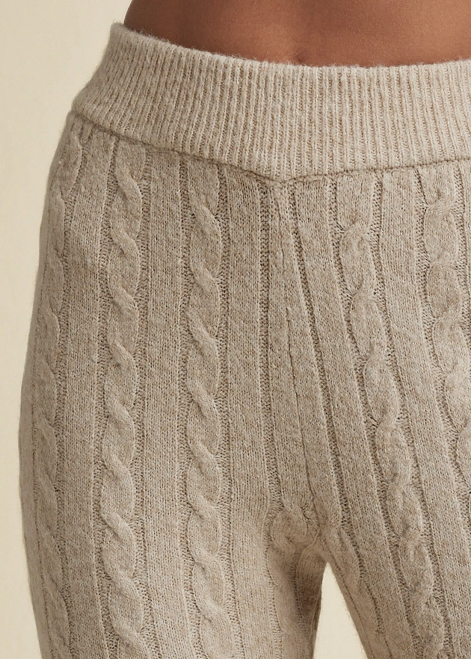 Cable Knit Leggings - Oatmeal Heather