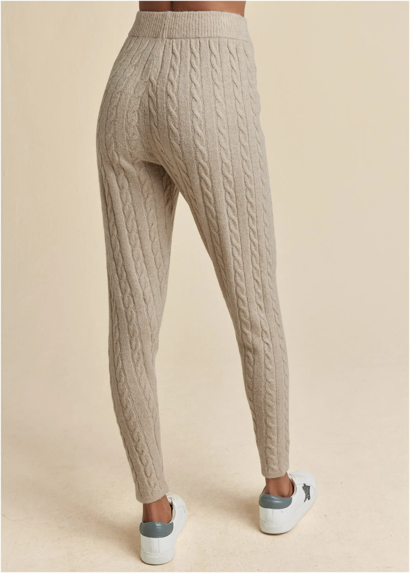 Cable Knit Leggings - Oatmeal Heather