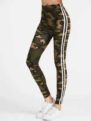 Camo stripe detail legging