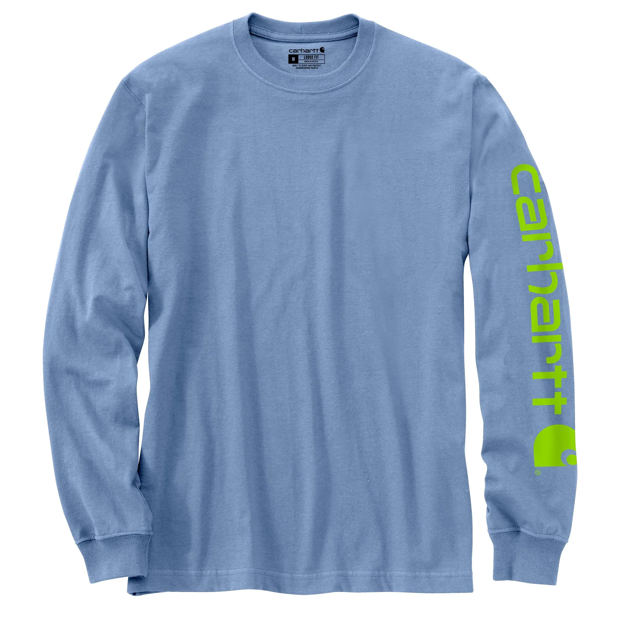 Carhartt Men's Signature Logo Long Sleeve T-Shirt_Skystone