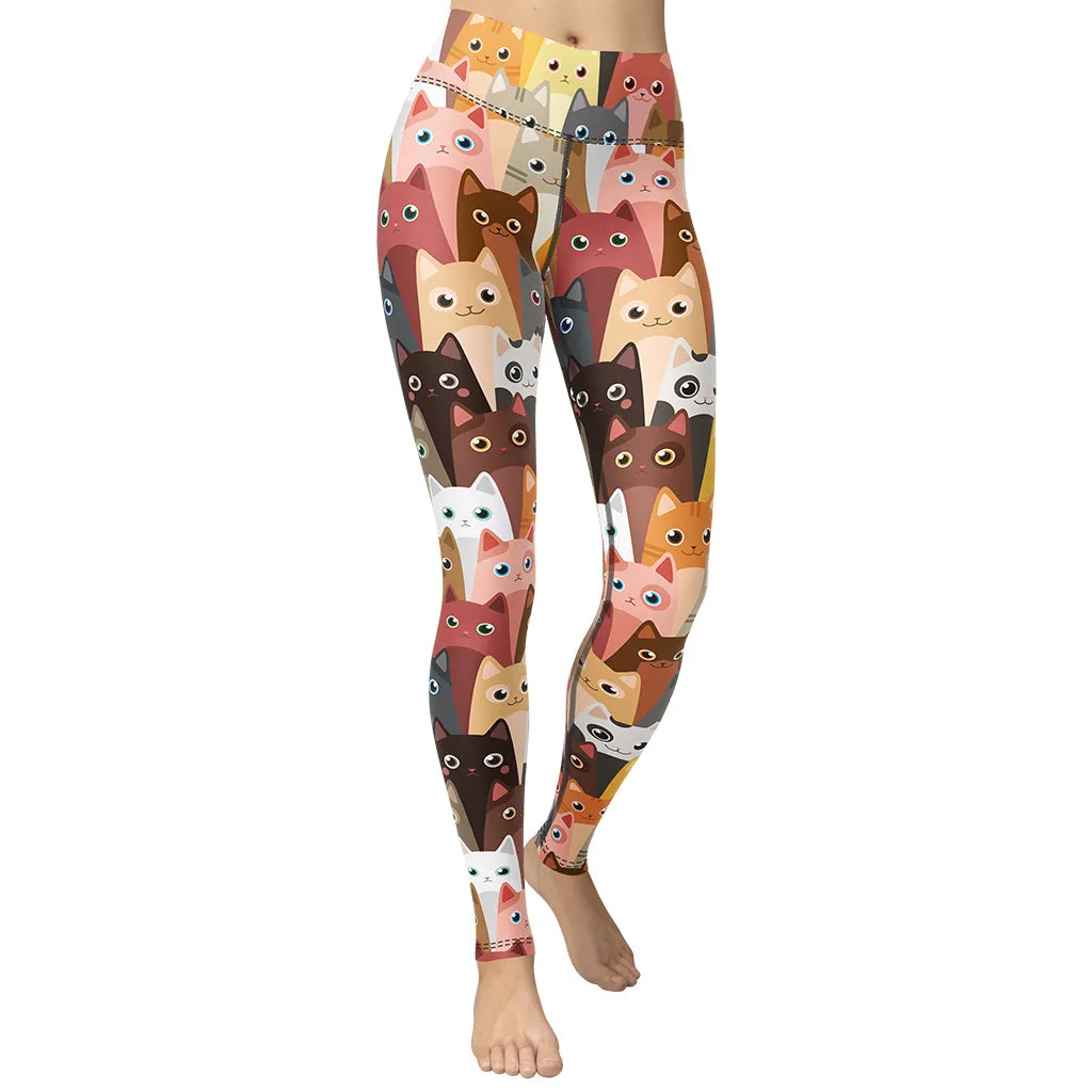 Cartoon Cats Yoga Leggings