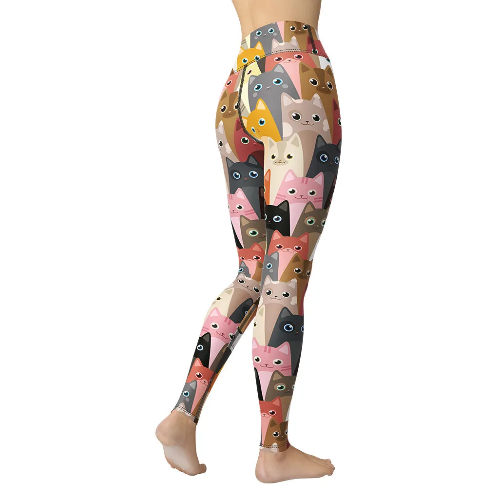 Cartoon Cats Yoga Leggings