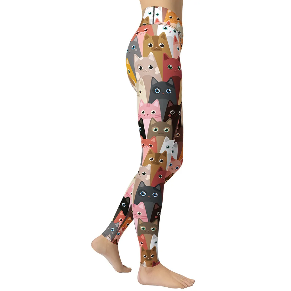 Cartoon Cats Yoga Leggings