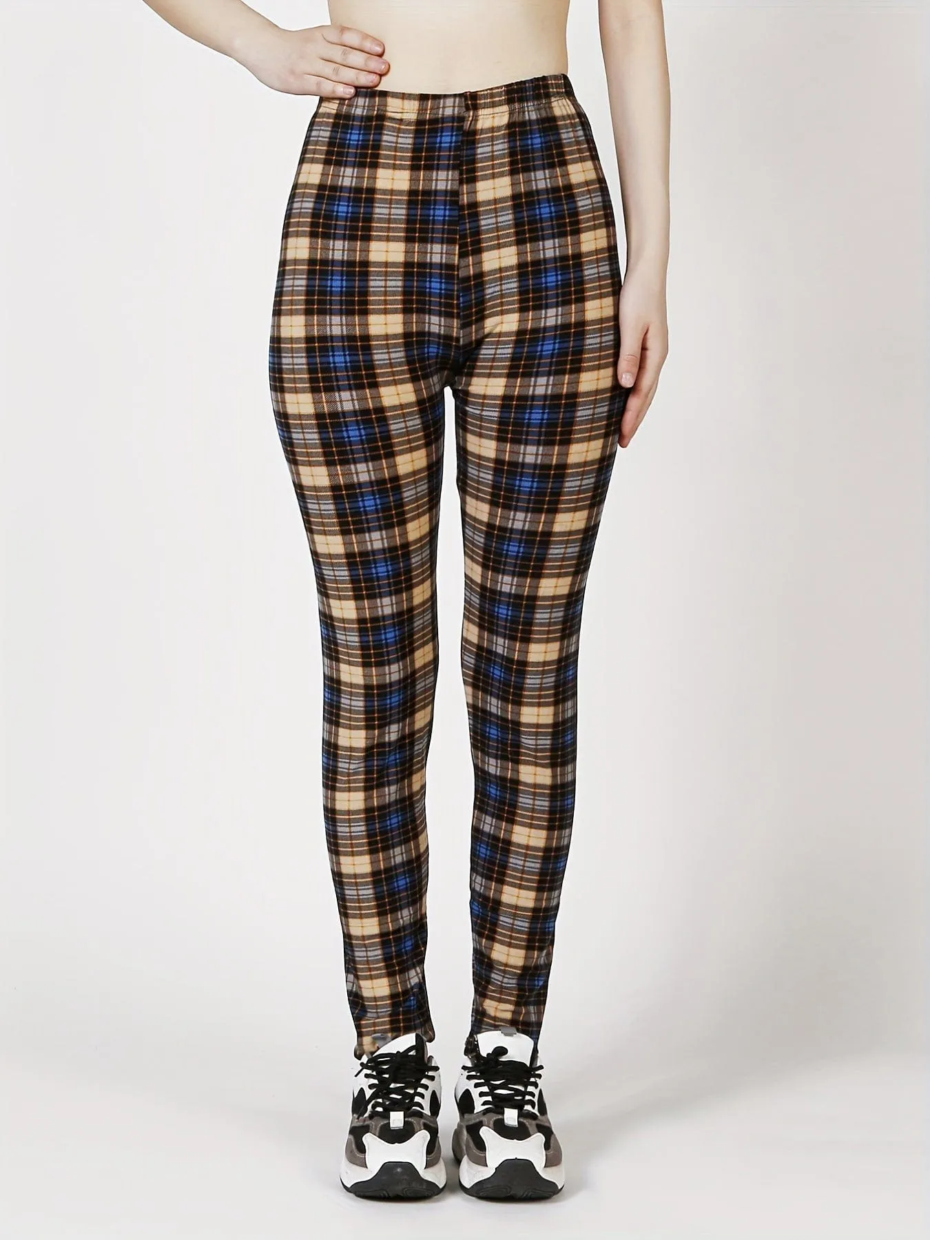 Casual Trendy Stylish High Waist Elastic Plaid Slim Leggings