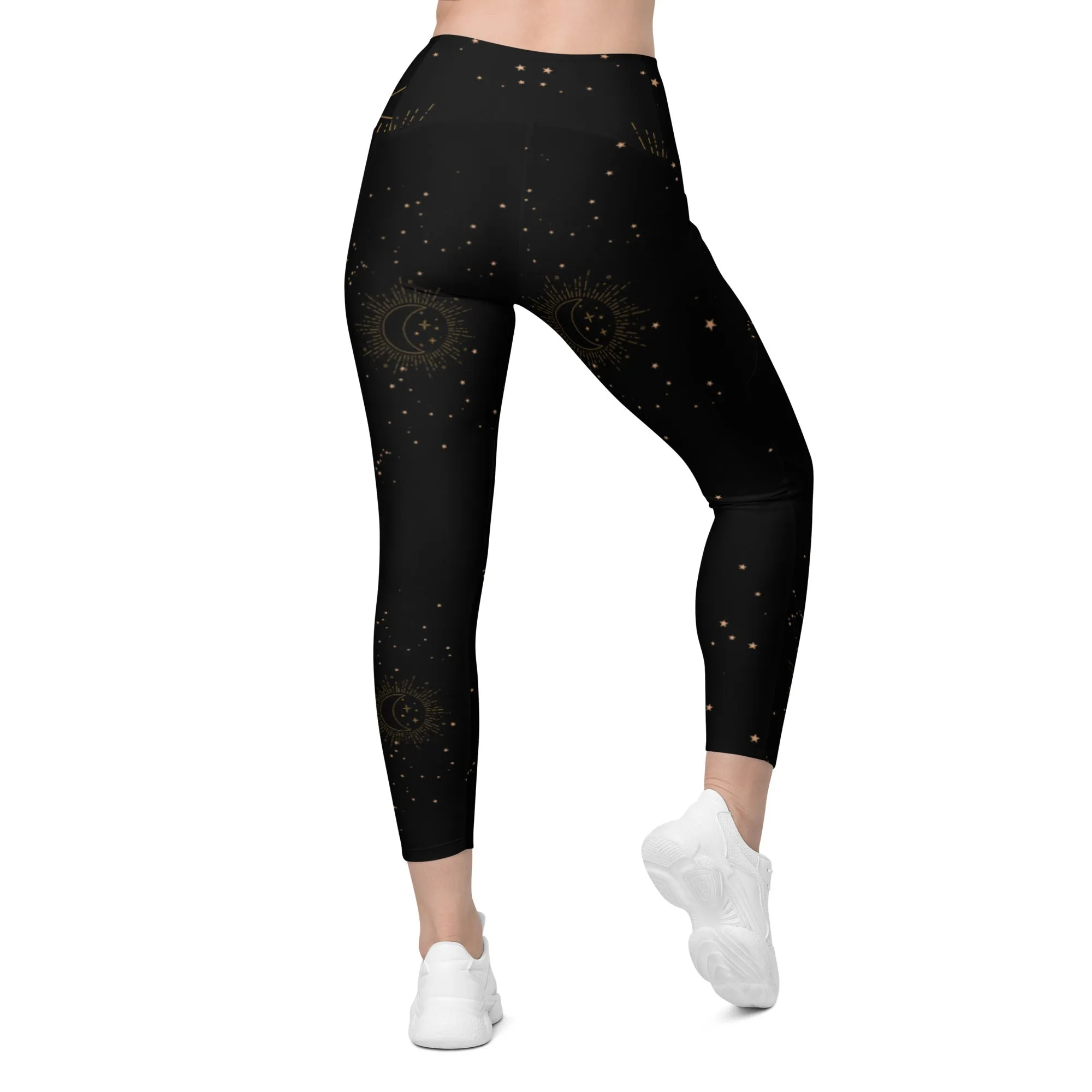 Celestial Print Crossover leggings with pockets, lioness-love