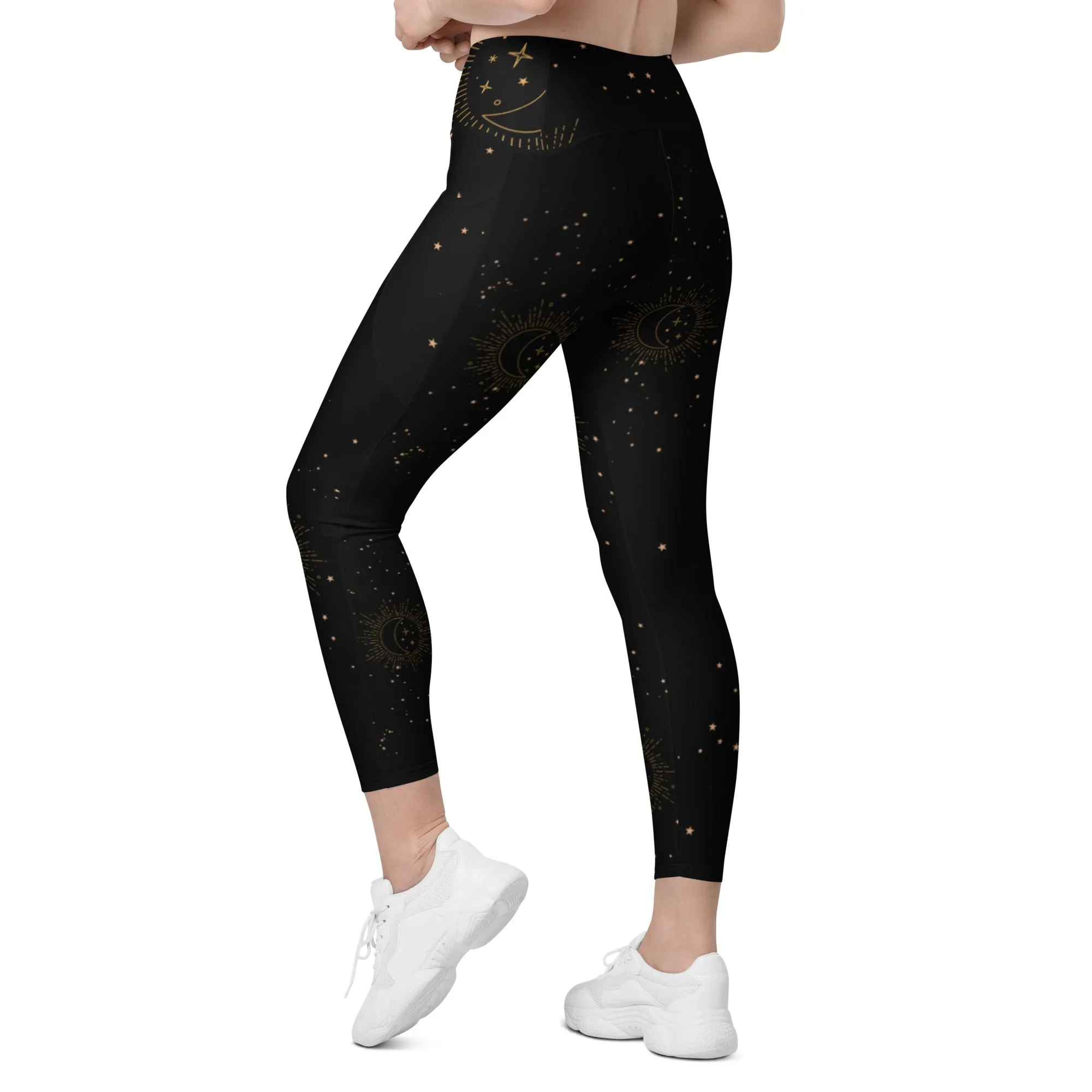 Celestial Print Crossover leggings with pockets, lioness-love