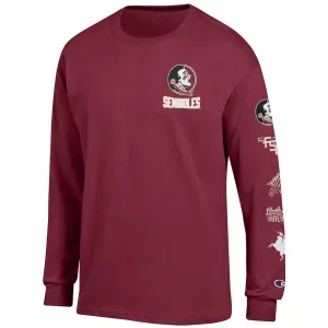 Champion Men's Seminole Logo/Florida State Seminoles Design Long Sleeve T-shirt - Garnet