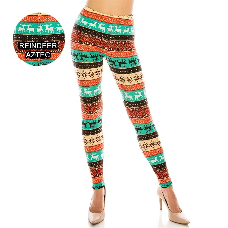 Christmas Patterned Ultra Soft Leggings (Regular/Plus Size)